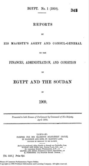 THE FINANCES, ADMINISTRATION, AND CONDITION OF EGYPT AND THE SUDAN IN 1909 (Small)